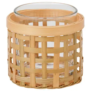 PÅVEFINK tealight holder, bamboo, 8 cm