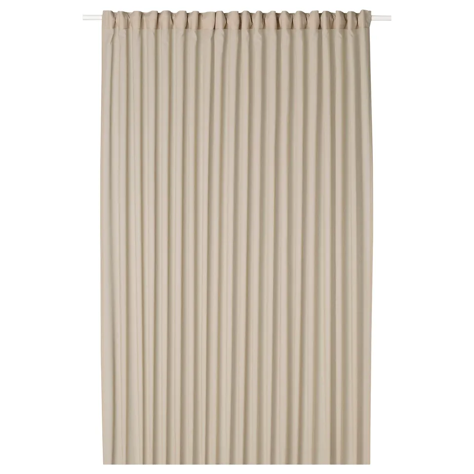 Curtain: ROSENROBINIA beige sheer, rectangular, with heading tape. Made from recycled polyester.