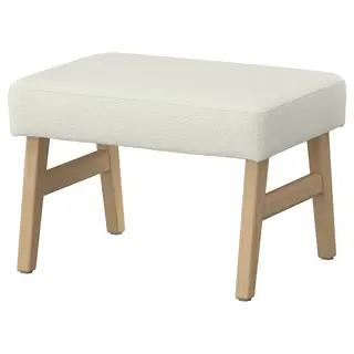 EKENÄSET footstool, oak effect/Axvall off-white, Height 40 x Width 59 x Depth 43 cm