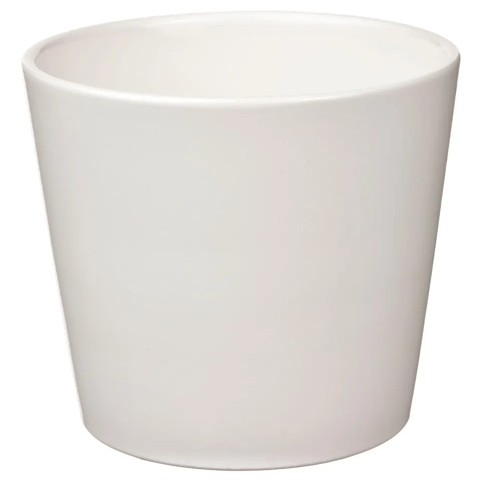 White round planter, simple, earthenware.