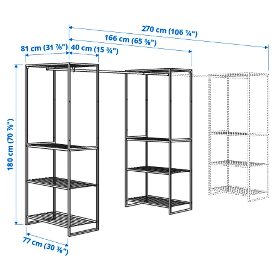 Illustration with measurements for the product: JOSTEIN.