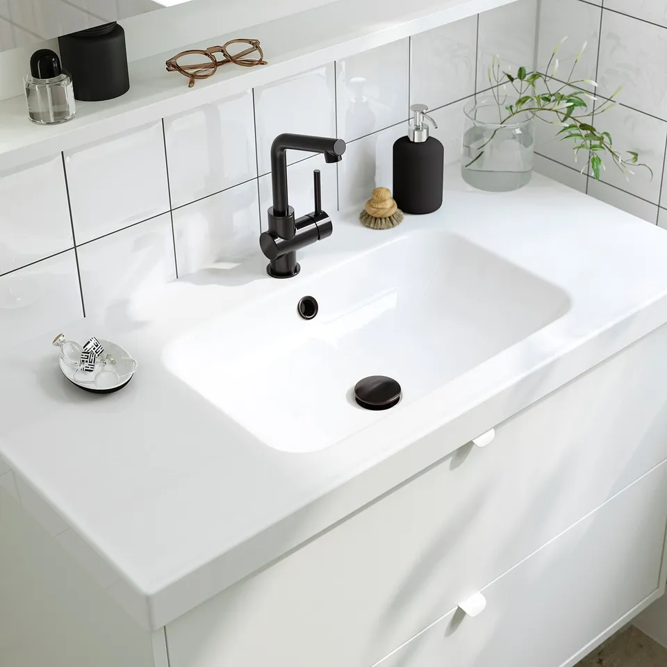 ÄNGSJÖN / ORRSJÖN Wash-stnd w drawers/wash-basin, high-gloss white, 102x49x69 cm