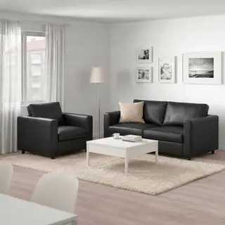 VIMLE/TONSTAD 2-seat sofa-bed/Armchair/Coffee table, Grann/Bomstad black + off-white, Width 190 x Depth 98 cm