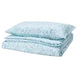CYMBALBLOMMA duvet cover and pillowcase, white/blue, 150x200/50x80 cm