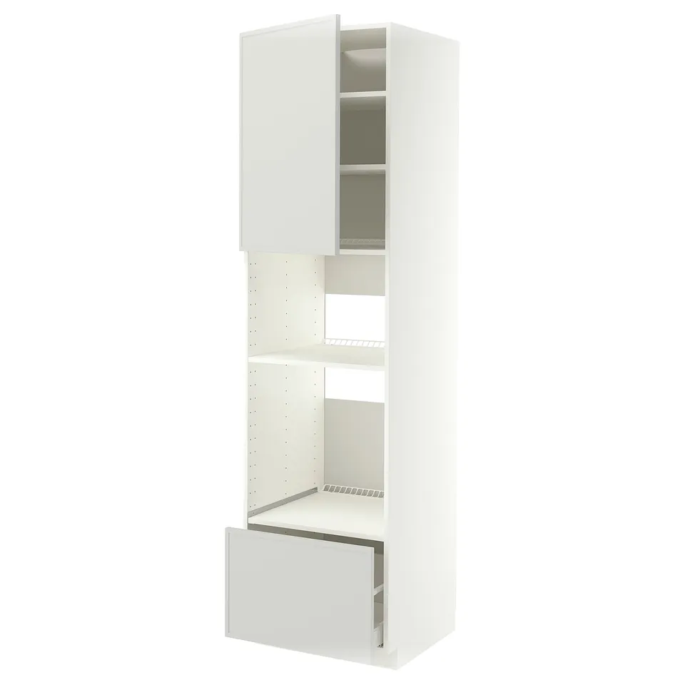 METOD / MAXIMERA High cabinet f built-in appliances, white/Aspudden light grey, 60x60x220 cm