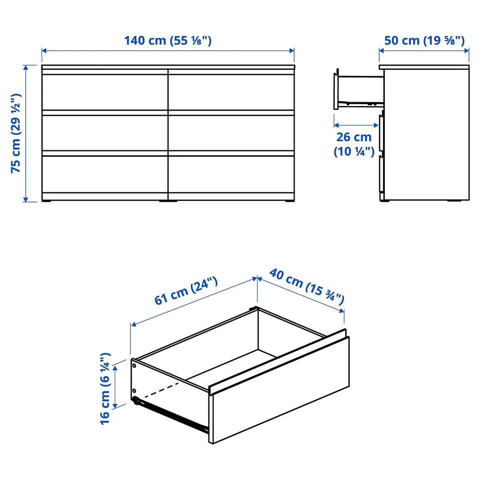 Illustration with measurements for the product: STORKLINTA.