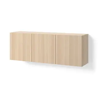 BESTÅ wall-mounted cabinet combination, white stained oak effect/Lappviken white stained oak effect, 180x42x64 cm