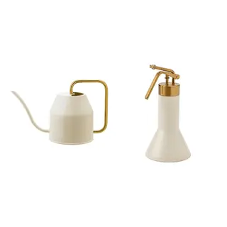 VATTENKRASSE set: watering can + plant mister, ivory/gold-colour, 0.9 l