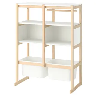 FLISAT open storage combination, light white stained pine white/white, 88x38x117 cm