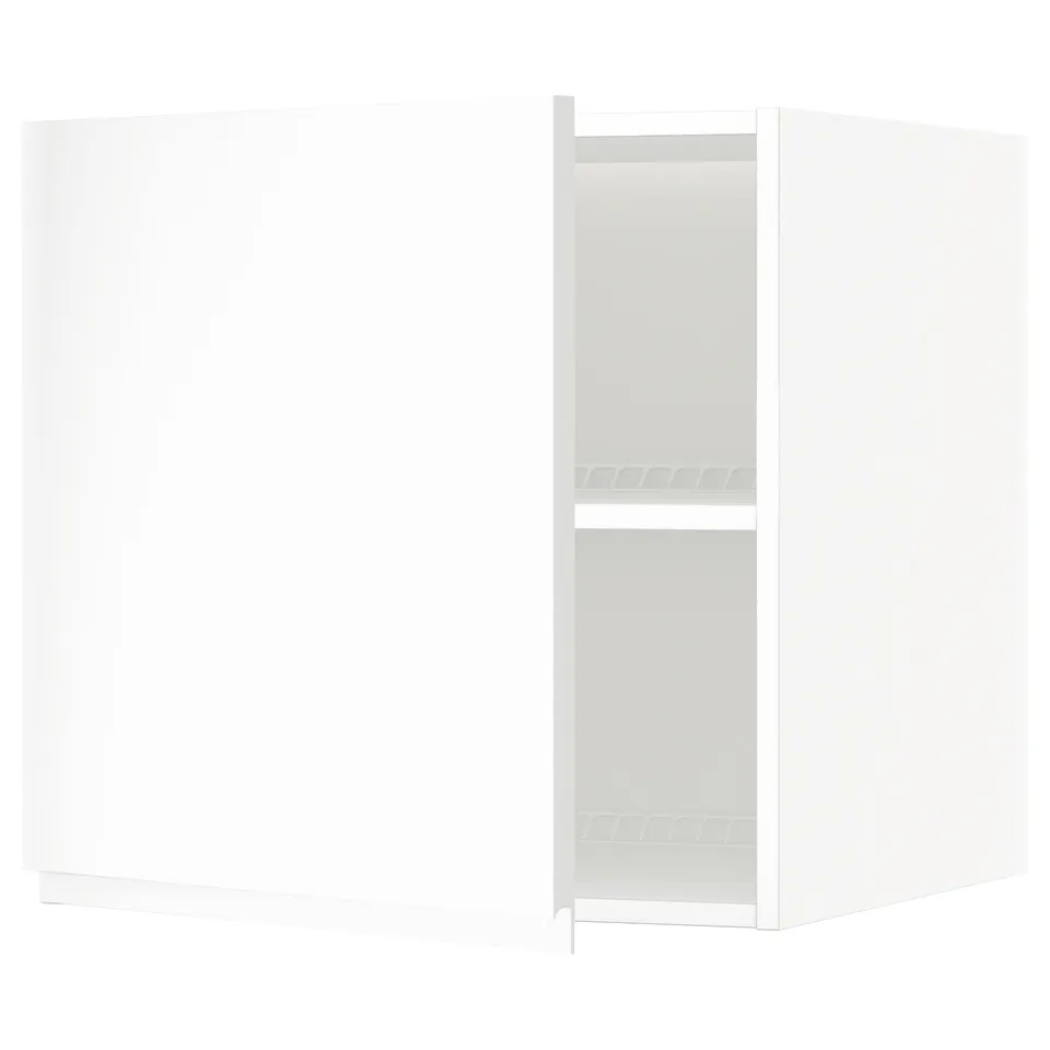 A white METOD kitchen cabinet with a minimalist design and adjustable shelves.