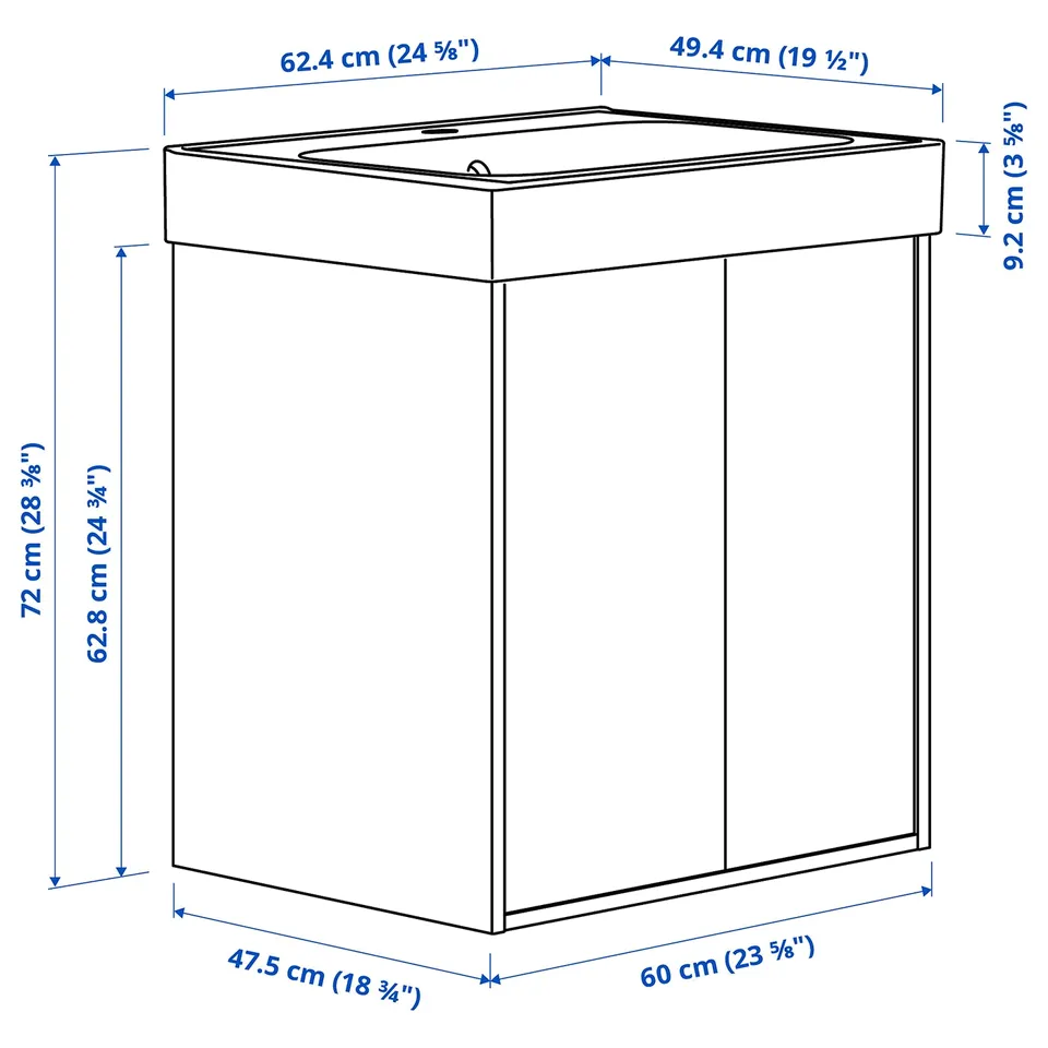 Illustration with measurements for the product: HAVBÄCK.