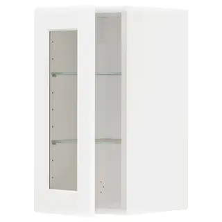 METOD wall cabinet w shelves/glass door, white Enköping/white wood effect, 30x37x60 cm