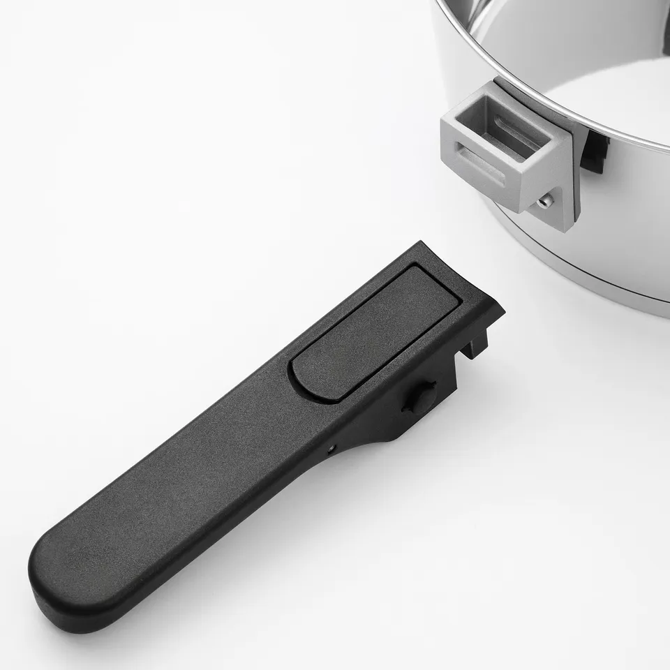 Black kitchen handle, metal attachment, durability design.