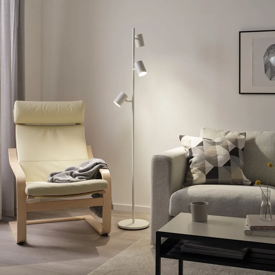 part: NYMÅNE floor lamp with 3-spot