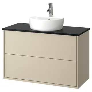 HAVBÄCK / TÖRNVIKEN wash-stnd w drawers/wash-basin/tap, beige/black marble effect, Width 102.0 x Depth 49.0 x Height 78.8 cm