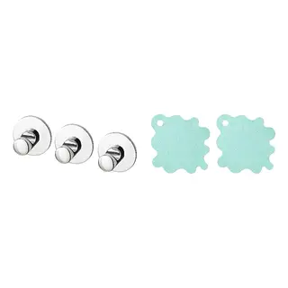 SKOGHALL/TRAMPSJÖN set: hook, self-adhesive + bathtub mat, chrome-plated + light turquoise