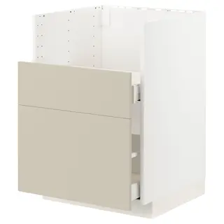 METOD / MAXIMERA base cab f TALLSJÖN sink, white/Havstorp beige, 60x60 cm