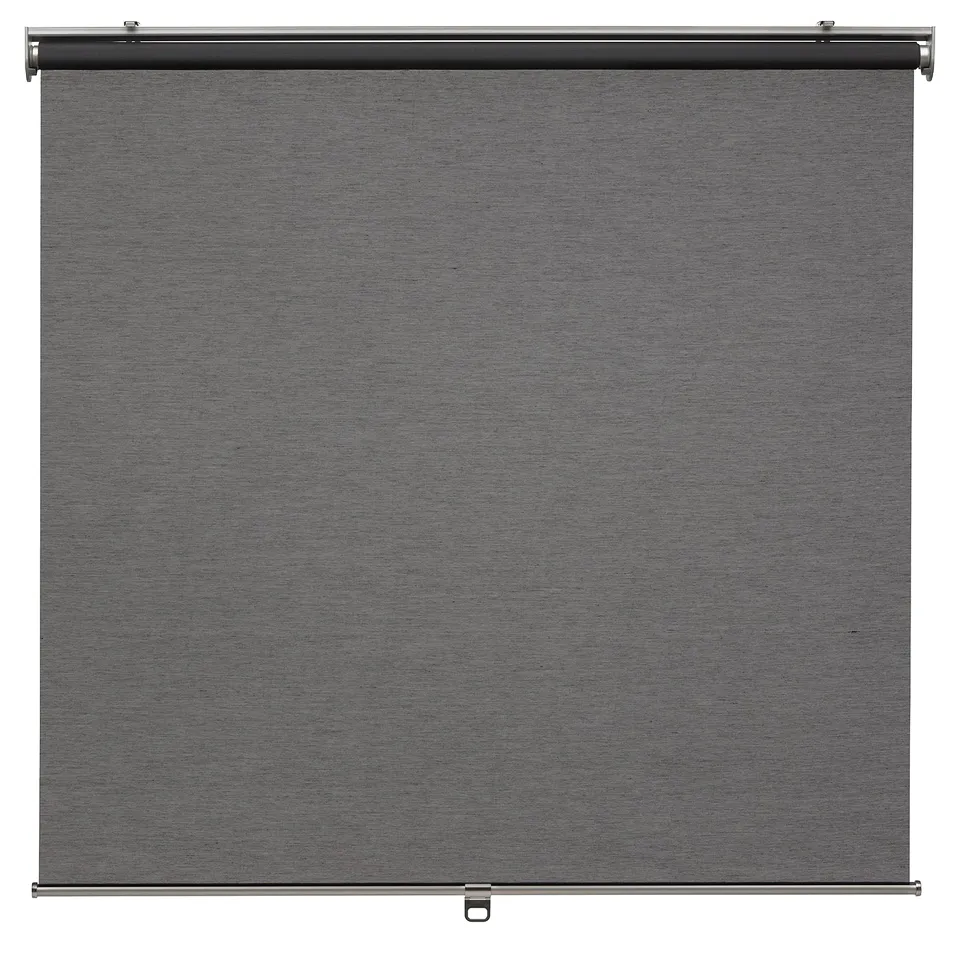 Grey roller blind, SKOGSKLÖVER, cordless, fabric, soft close.
