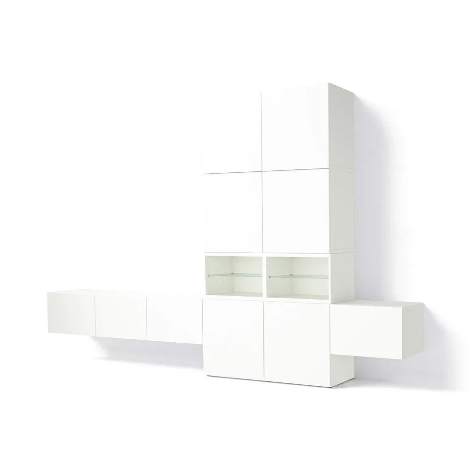 BESTÅ Media storage combination, white/Lappviken white, 360x42x231 cm