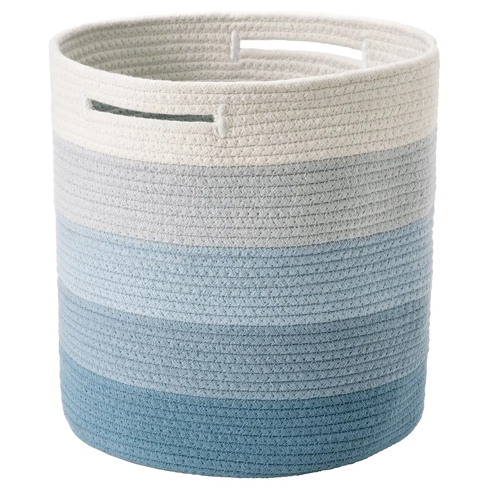 LILLÅKRE Basket, braided/blue multicolour, 30x30 cm