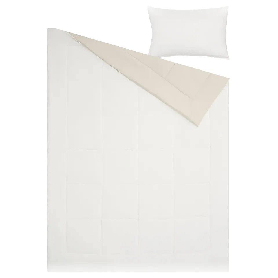 HEDFRYLE Comforter set, white/beige, 150x200/50x80 cm