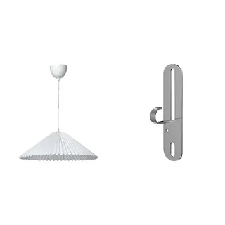 FÖRUT/KUDDLAVA set: pendant lamp + pendant/ceiling lamp hook, pleated white, 59 cm