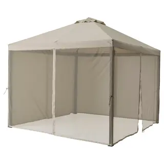 HIMMELSÖ gazebo with net, dark grey/grey-beige