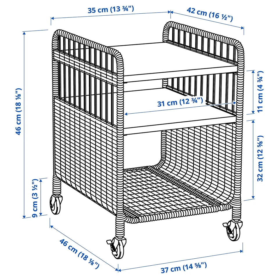 Illustration with measurements for the product: FRYKSÅS.