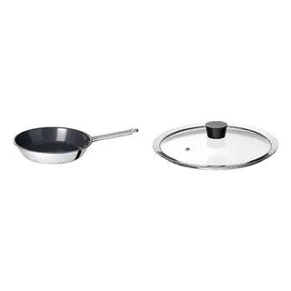IKEA/KLOCKREN set: frying pan + pan lid, stainless steel/non-stick coating + glass, 24 cm