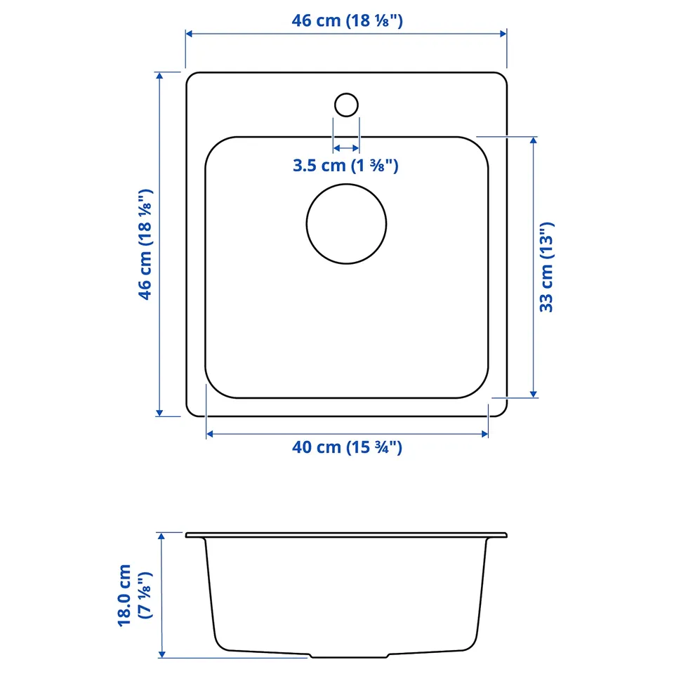 Illustration with measurements for the product: LÅNGUDDEN.