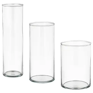 CYLINDER vase, set of 3, clear glass