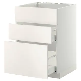 METOD / MAXIMERA base cab f sink+3 fronts/2 drawers, white/Veddinge white, 60x60x80 cm