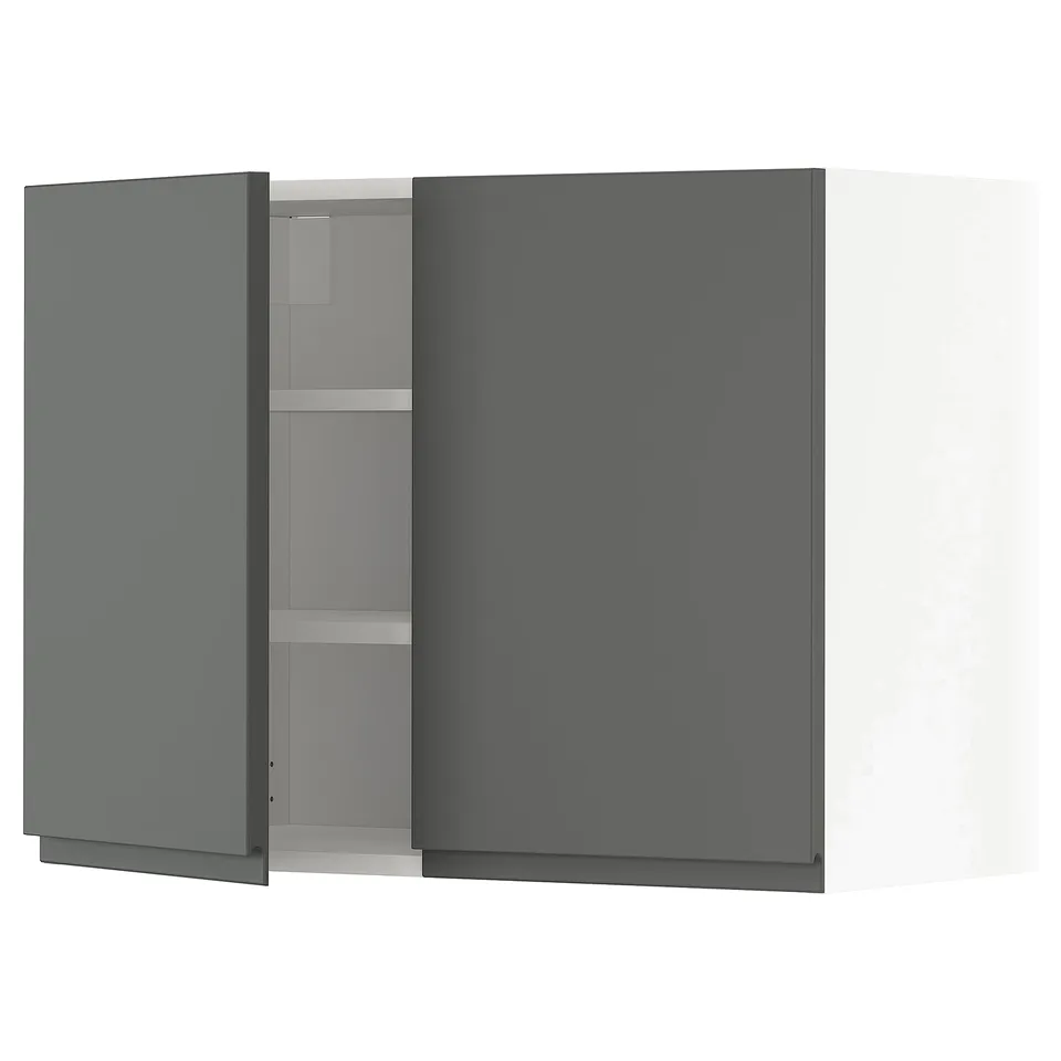 METOD kitchen, dark grey, wall-mounted, two doors, adjustable shelf.