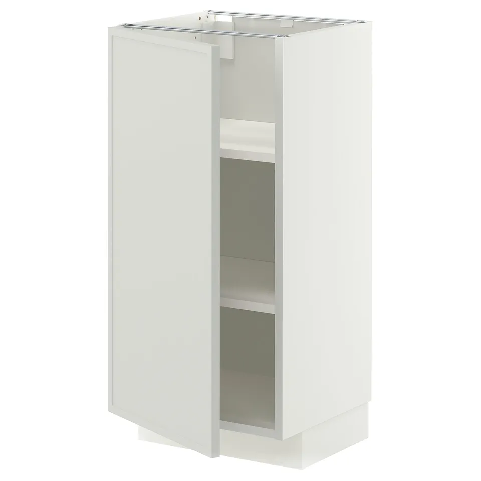 METOD Base cabinet with shelves, white/Aspudden light grey, 40x37x80 cm