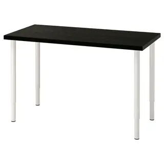 LAGKAPTEN / OLOV desk, black-brown/white, 120x60 cm