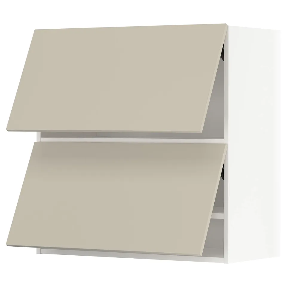 A beige METOD kitchen cabinet with a modern design, made of particleboard and fiberboard, featuring smooth surfaces and clean lines.