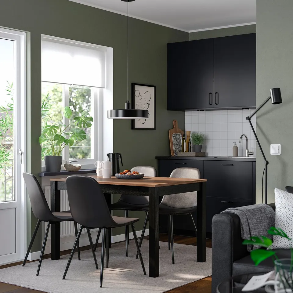 ÅLHULT / NORDMANSSKÄR Table and 4 chairs, black/brown/Bomstad black black, 120x80 cm