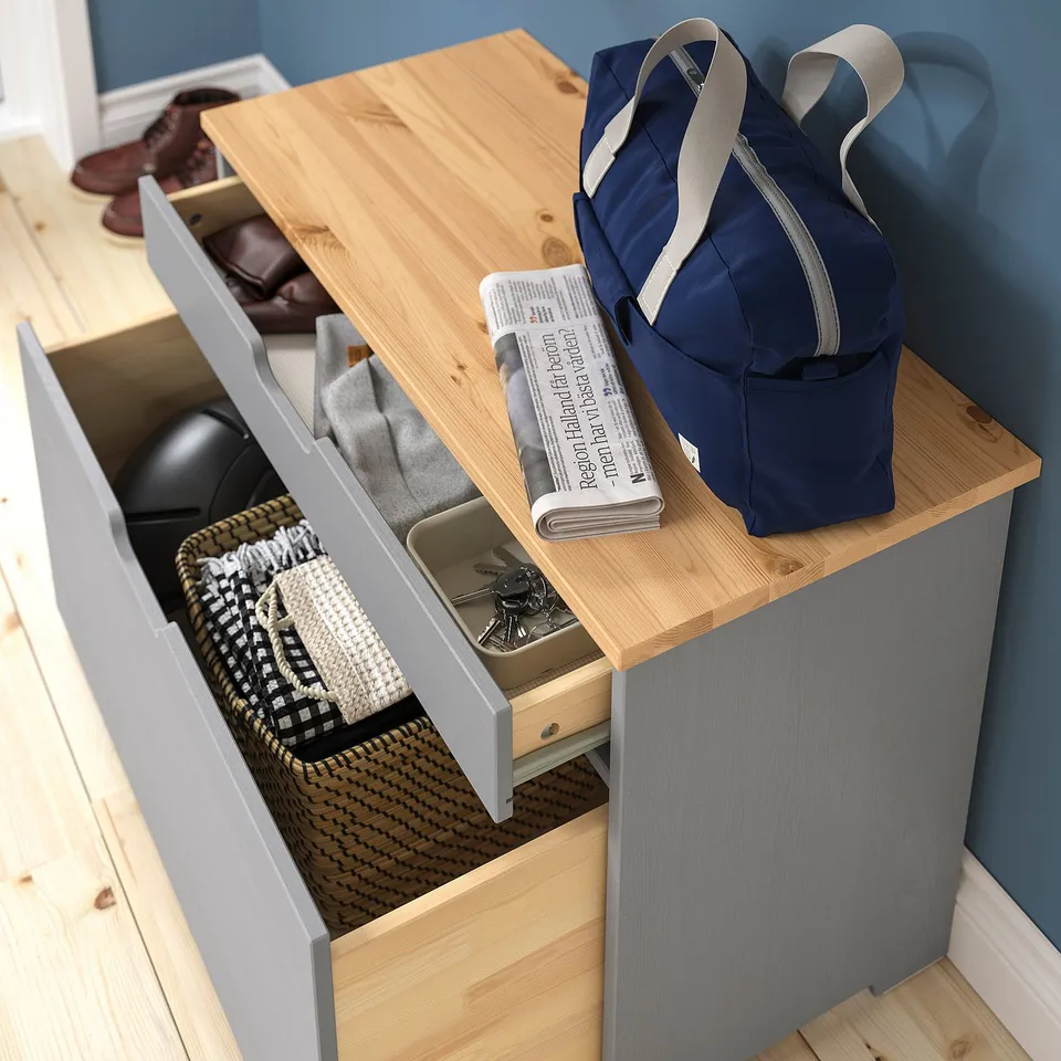 KALLSÖ Storage bench, grey, 80x38x56 cm