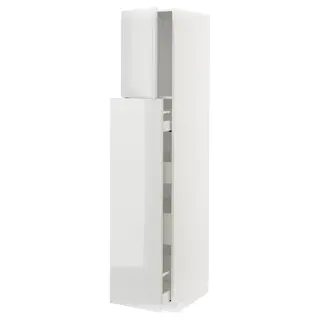 METOD / MAXIMERA hc w p-o func 1dr/4drw, white/Ringhult light grey, 40x60x200 cm