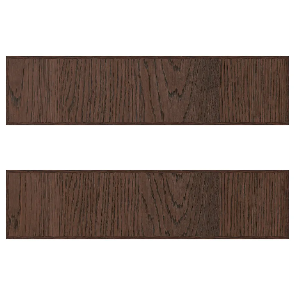 Two dark brown wooden panels showcasing SINARP design with clean edges and grain texture.