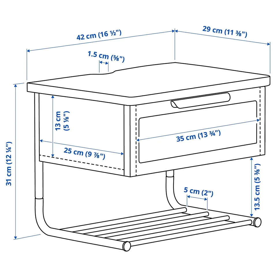 Illustration with measurements for the product: GRÅFJÄLLET.
