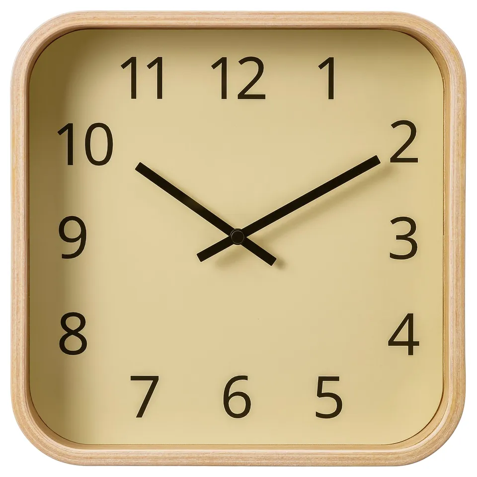 SKOGSSVALA Wall clock, oak veneer, 24x24 cm