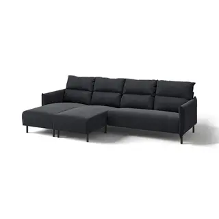 MANNARP 4-seat sofa with chaise longues, Saxemara black-blue