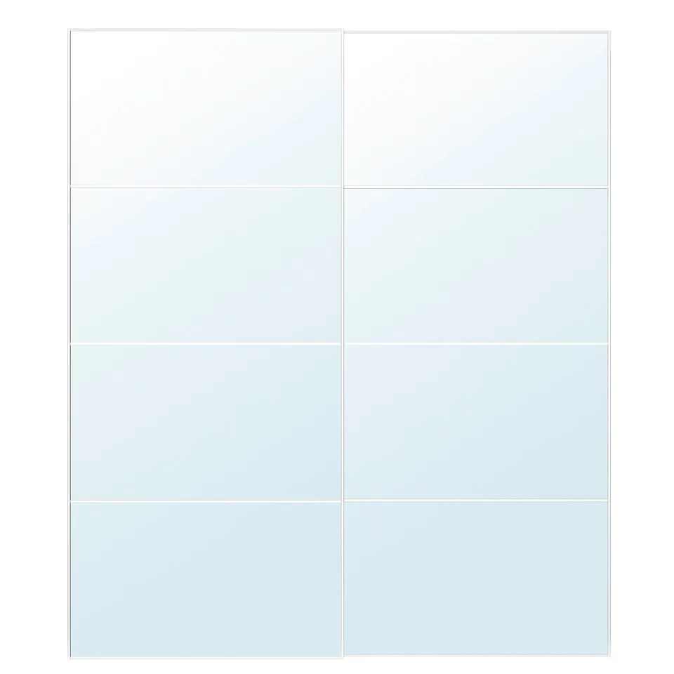 AULI mirror panels- silver, rectangular, sliding door frames with safety glass.