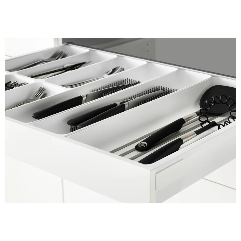 Kitchen drawer with organised utensils and tools, METOD system.
