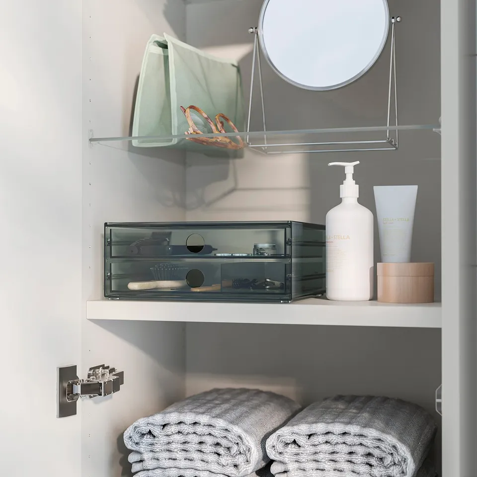 VISSLAÅN Mini chest with 2 drawers, grey, 23x19x9 cm