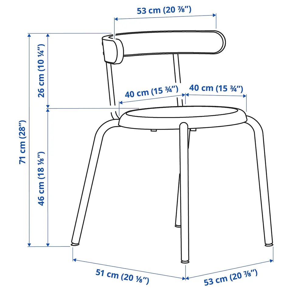 Illustration with measurements for the product: YNGVAR.