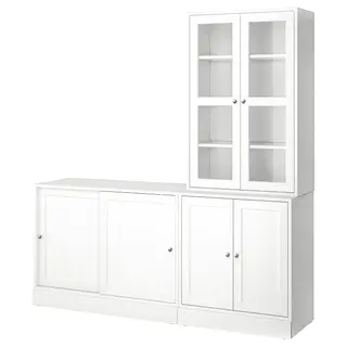 HAVSTA storage combination w sliding doors, white, 202x47x212 cm