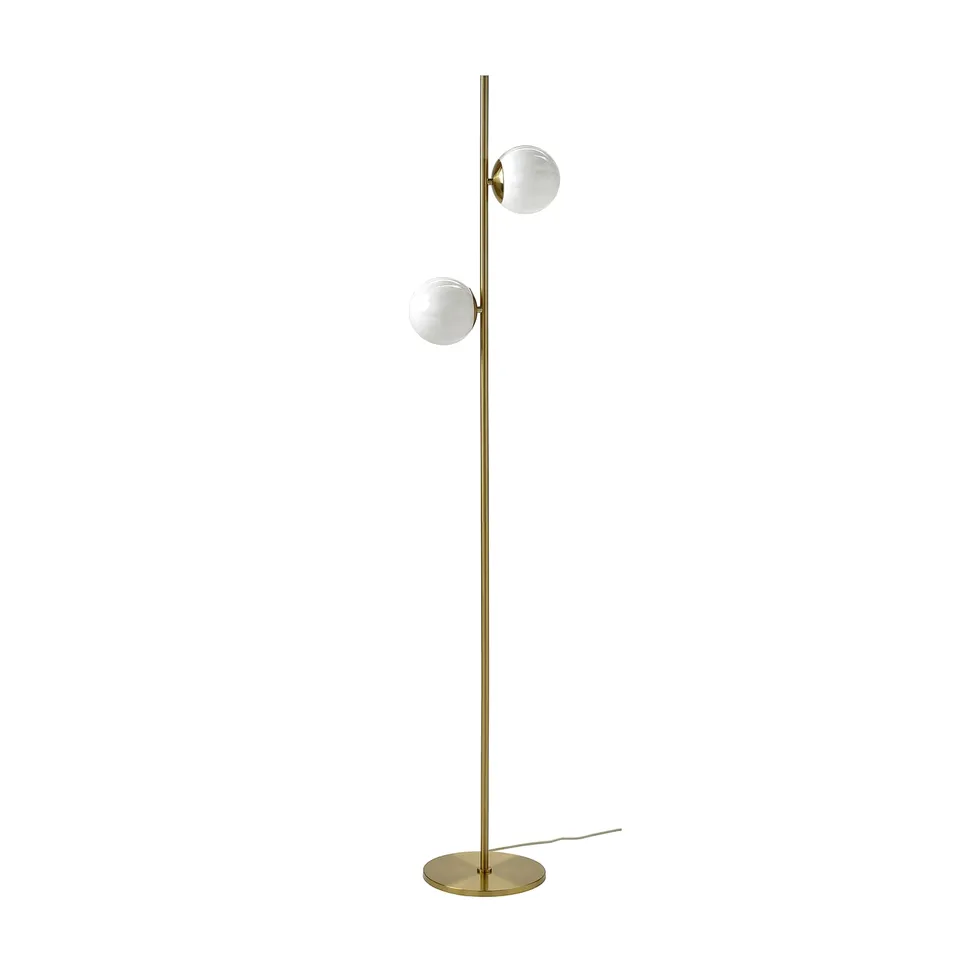 AKTERSPRING Floor lamp, opal white glass/brass-plated, 162 cm