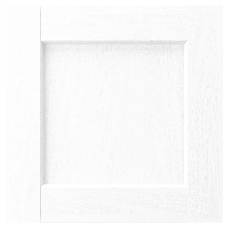 A white square ENKÖPING cabinet door with a subtle grain texture. It has a simple frame design.